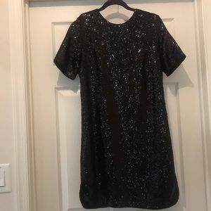 Sequined Black Shift Dress